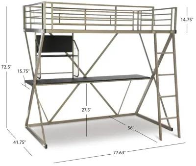 Powell Kids/Teens Pewter Student Loft Bed