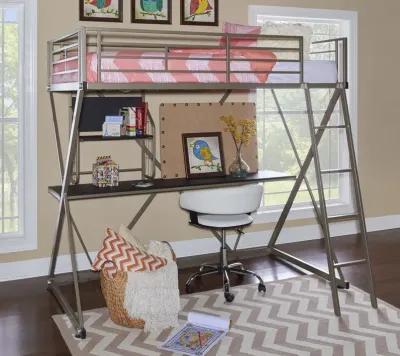 Powell Kids/Teens Pewter Student Loft Bed