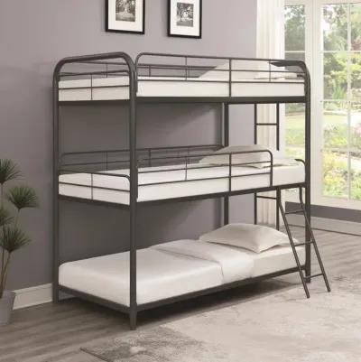 Coaster Garner Metal Twin Triple Bunk Bed Gunmetal