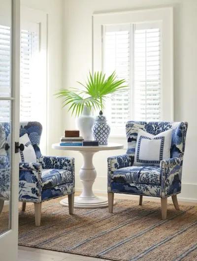 Barclay Butera Upholstery by Barclay Butera Upholstery Blue & White Avery Wing Chair