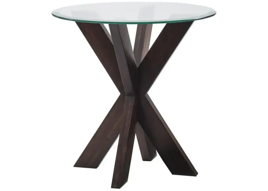 ADLER X-BASE SIDE TABLE WITH GLASS ESPRESSO