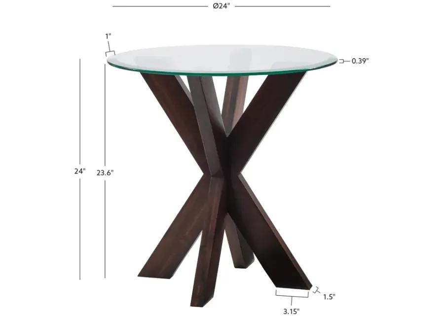 ADLER X-BASE SIDE TABLE WITH GLASS ESPRESSO