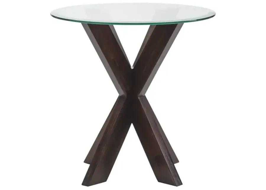 ADLER X-BASE SIDE TABLE WITH GLASS ESPRESSO