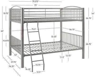 HEAVY METAL PEWTER FULL OVER FULL BUNK BED