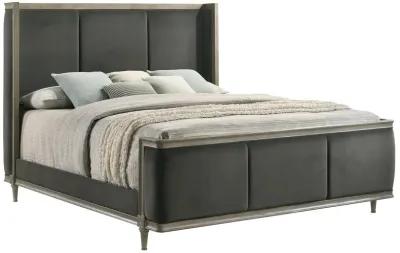 Alderwood Upholstered King Wingback Bed French Grey