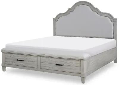 UPHOLSTERED PANEL BED WITH STORAGE FOOTBOARD KING - BELHAVEN