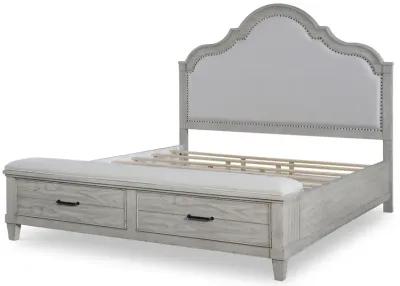 UPHOLSTERED PANEL BED WITH STORAGE FOOTBOARD KING - BELHAVEN