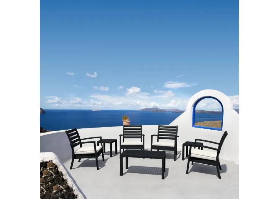 ARTEMIS XL CLUB SEATING SET 7-PC BLACK WITH SUNBRELLA NATURAL CUSHIONS