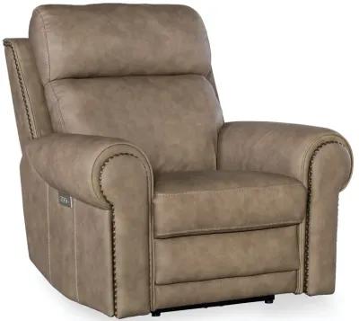 DUNCAN KALAHARI CAMEL POWER LEATHER RECLINER WITH POWER HEADREST & LUMBAR