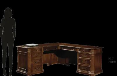 Executive L-Shape Desk - Walnut Burl - Old World