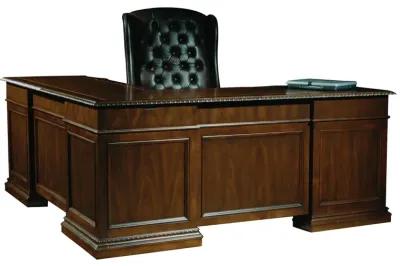 Executive L-Shape Desk - Walnut Burl - Old World