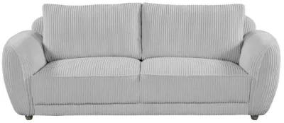 Chintaly Charleston Grey Modern Sofa with Channel Pattern & Wooden Legs