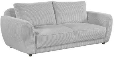 Chintaly Charleston Grey Modern Sofa with Channel Pattern & Wooden Legs