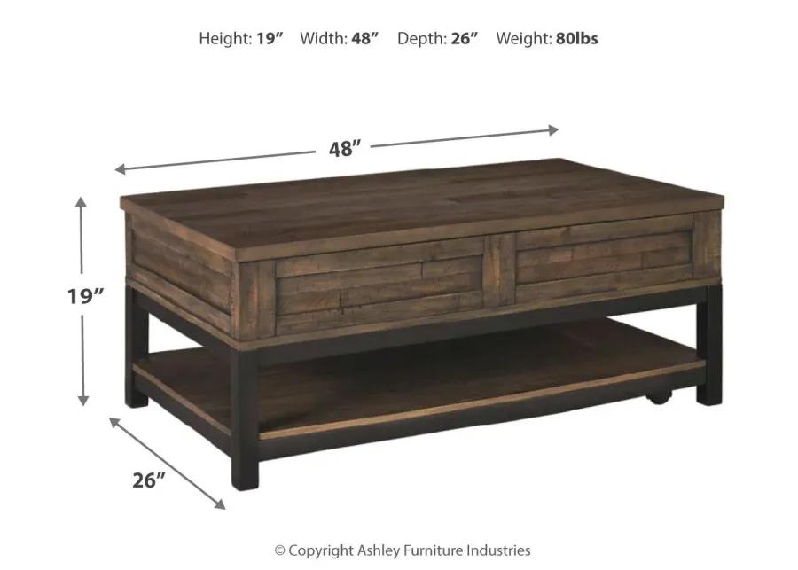 JOHURST COFFEE TABLE WITH LIFT TOP GRAYISH BROWN SIGNATURE DESIGN