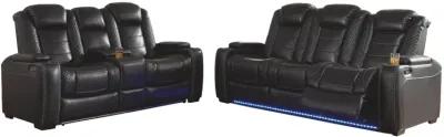 Ashley Party Time Midnight Power Reclining Sofa with Adjustable Headrest