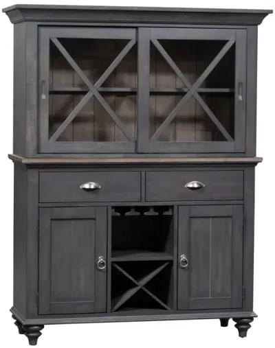 Ocean Isle Slate/Weathered Pine Hutch & Buffet