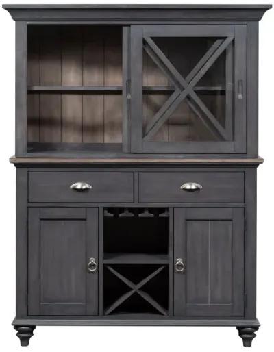 Ocean Isle Slate/Weathered Pine Hutch & Buffet