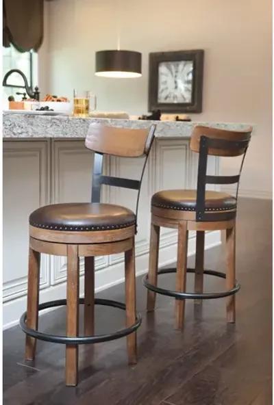 Ashley Pinnadel Light Brown Upholstered Swivel Counter-Height Stool