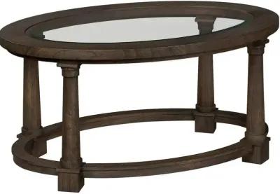 Elegant Reflections Oval Glass-Top Wooden Coffee Table