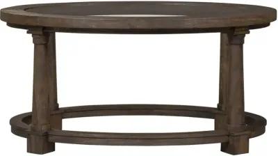 Elegant Reflections Oval Glass-Top Wooden Coffee Table