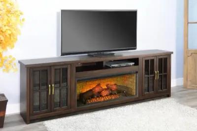 Sunny Designs Americana Coffee Bean Media TV Stand Console with Fireplace Option