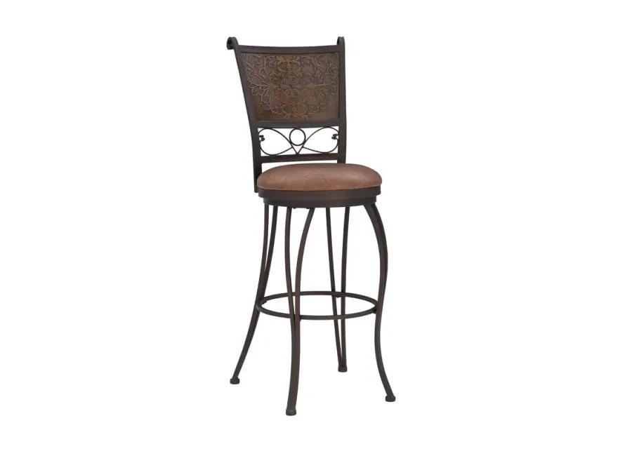 BRONZE WITH MUTED COPPER STAMPED BACK BAR STOOL