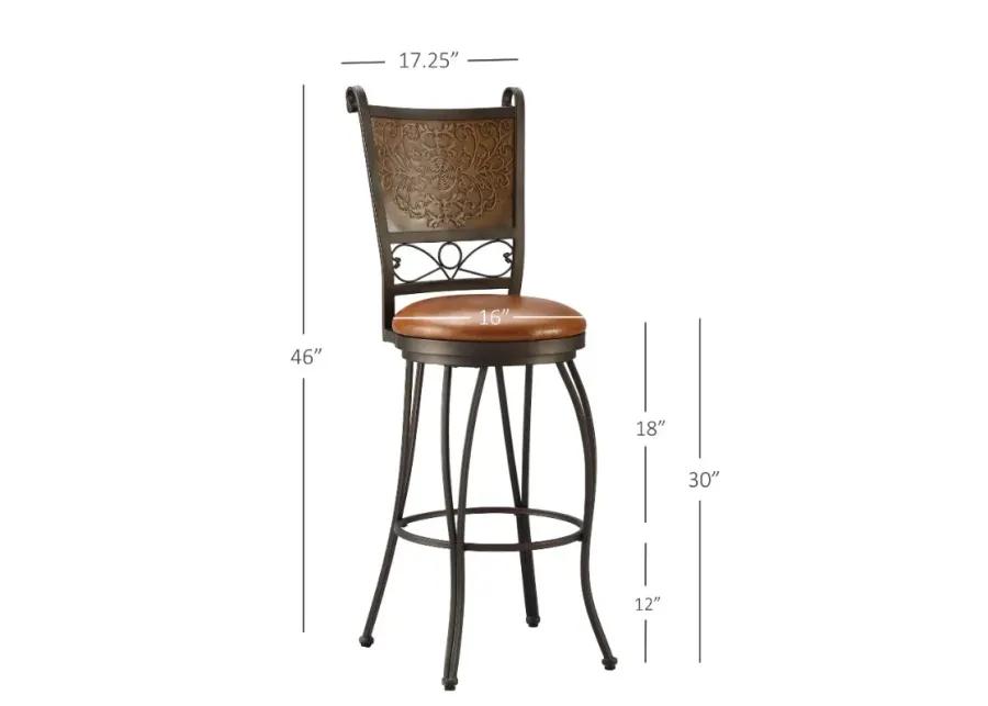 BRONZE WITH MUTED COPPER STAMPED BACK BAR STOOL