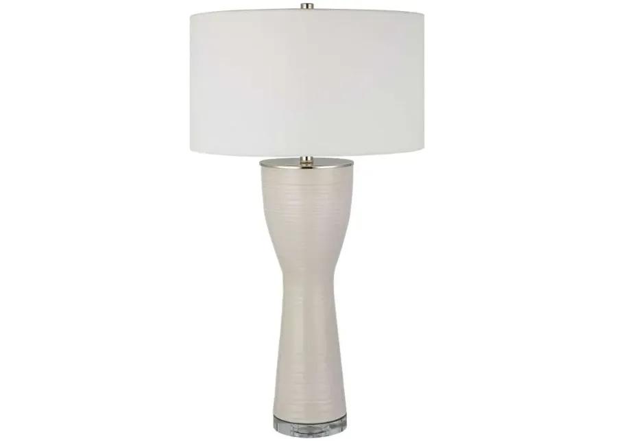 AMPHORA OFF-WHITE/WHITE GLAZE TABLE LAMP