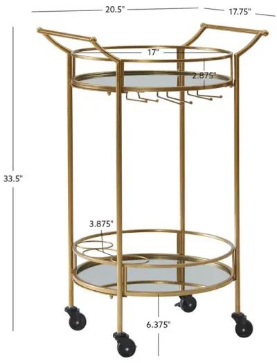 ROUND GOLD METAL BAR CART