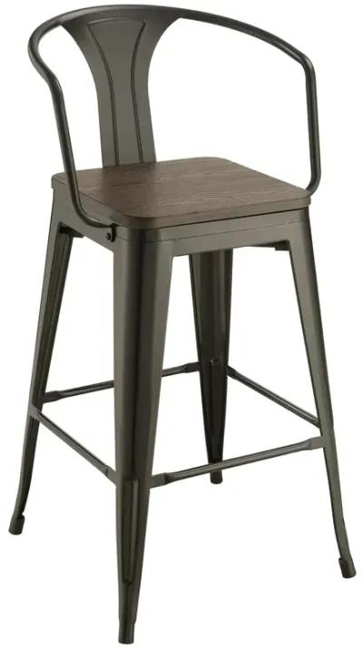 Coaster Cavalier Metal Bar Chair Dark Elm & Matte Black