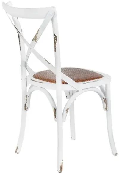 ANTIQUE WHITE/RATTAN SEAT XENA DINING CHAIR