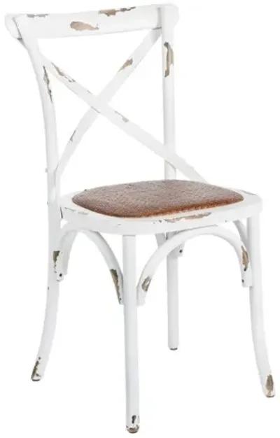 ANTIQUE WHITE/RATTAN SEAT XENA DINING CHAIR