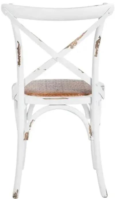 ANTIQUE WHITE/RATTAN SEAT XENA DINING CHAIR