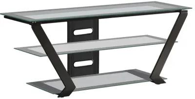 Donlyn 2-Tier Metal 50 Inch Tv Stand With Glass Shelves Black