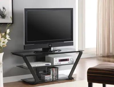 Donlyn 2-Tier Metal 50 Inch Tv Stand With Glass Shelves Black