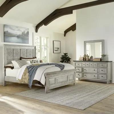 KING PANEL BED DRESSER & MIRROR - HEARTLAND