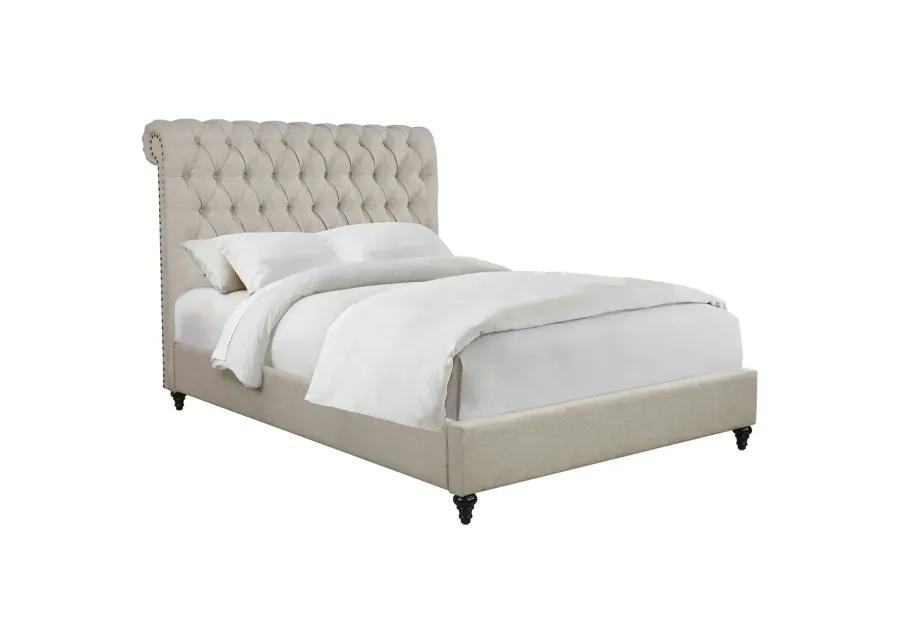 DEVON FULL UPHOLSTERED BED BEIGE