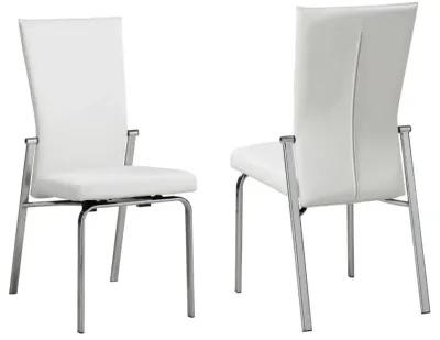 Chintaly Molly White Contemporary Motion-Back Side Chair with Chrome Frame