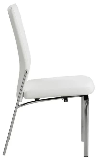 Chintaly Molly White Contemporary Motion-Back Side Chair with Chrome Frame