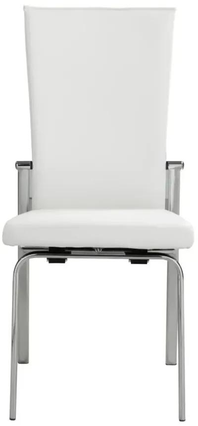 Chintaly Molly White Contemporary Motion-Back Side Chair with Chrome Frame