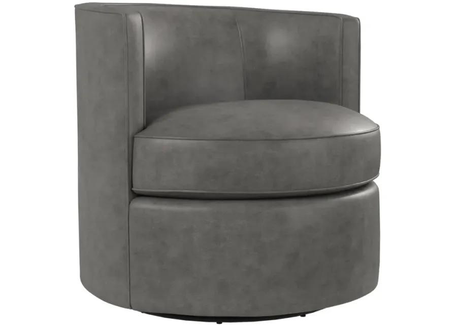 FLEUR LEATHER SWIVEL BARREL CHAIR