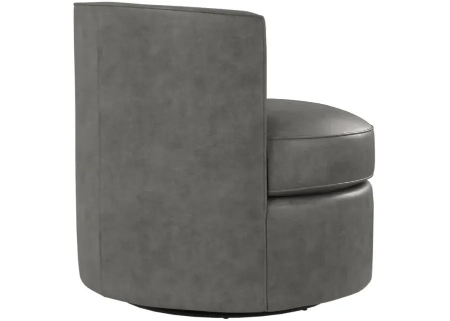 FLEUR LEATHER SWIVEL BARREL CHAIR