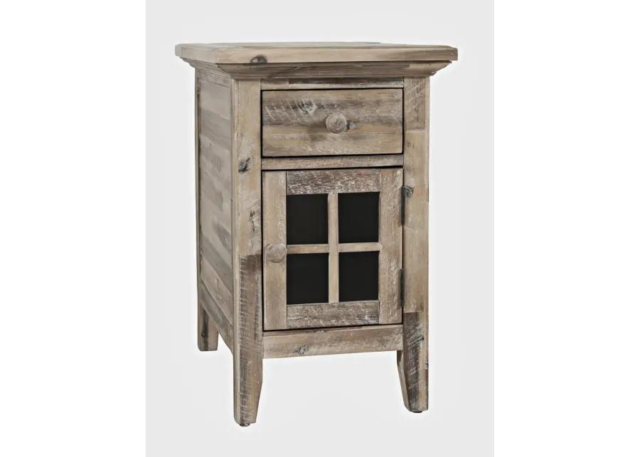 RUSTIC SHORES POWER CHAIRSIDE TABLE GREY WASH