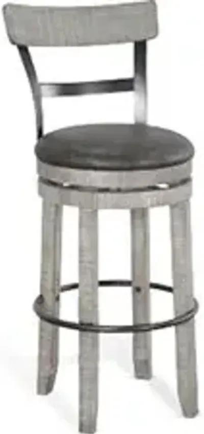 ALPINE GREY 30 INCH SWIVEL BARSTOOL WITH CUSHIONED SEAT