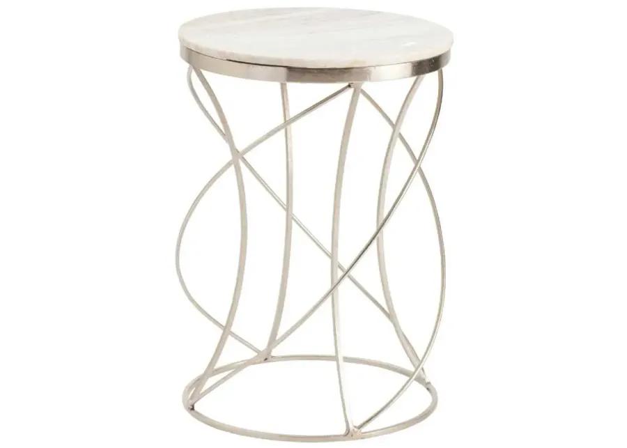 CHANEY WHITE & SILVER ACCENT TABLE