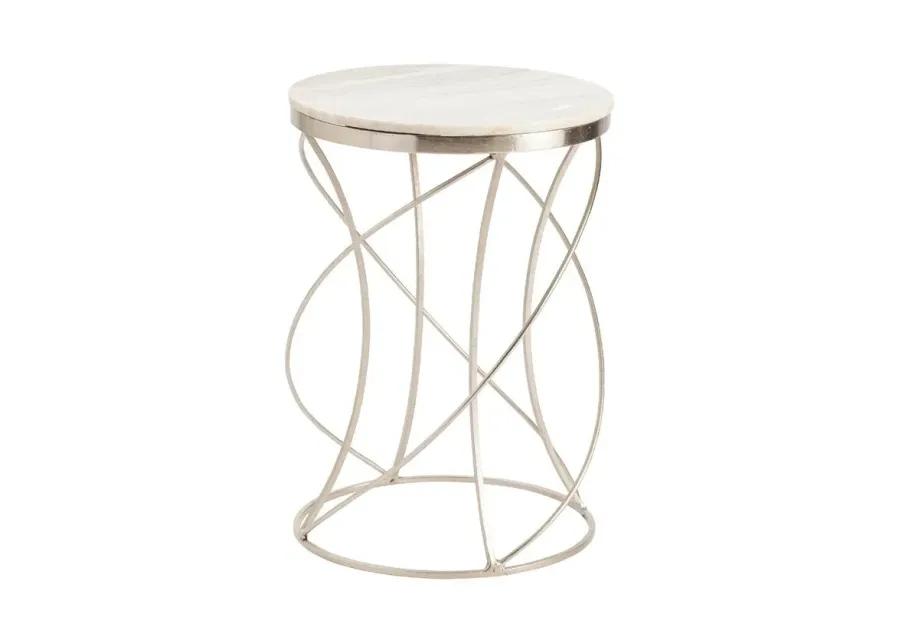 CHANEY WHITE & SILVER ACCENT TABLE