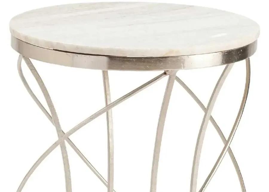 CHANEY WHITE & SILVER ACCENT TABLE