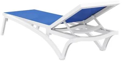 Compamia Pacific Sling Chaise Lounge Chair White Frame Blue Sling