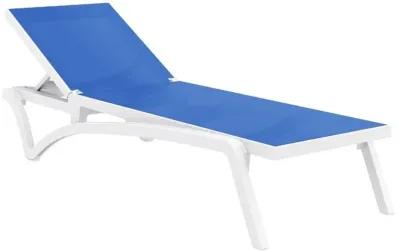 Compamia Pacific Sling Chaise Lounge Chair White Frame Blue Sling