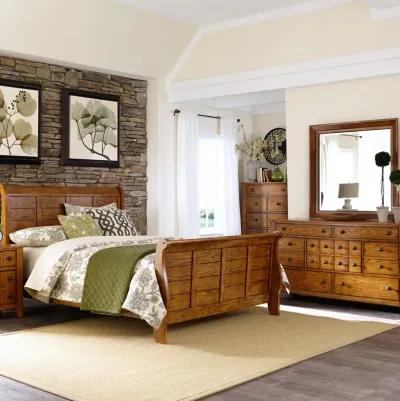 Liberty Furniture Complete California King Set Sleigh Bed, Dresser & Mirror Grandpas Cabin